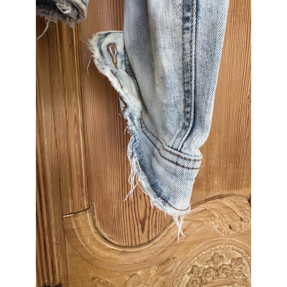 One of a Kind Bleached Distressed Denim Jacket Vintage Love Art Patch Small - Picture 8 of 13